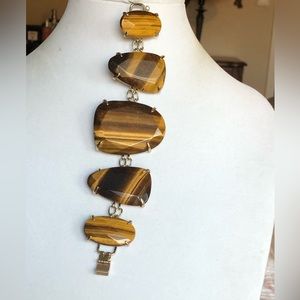 COPY - Kendra Scott Harlow 5 Station Faceted Tiger’s Eye Gemstones in Gold Brac…